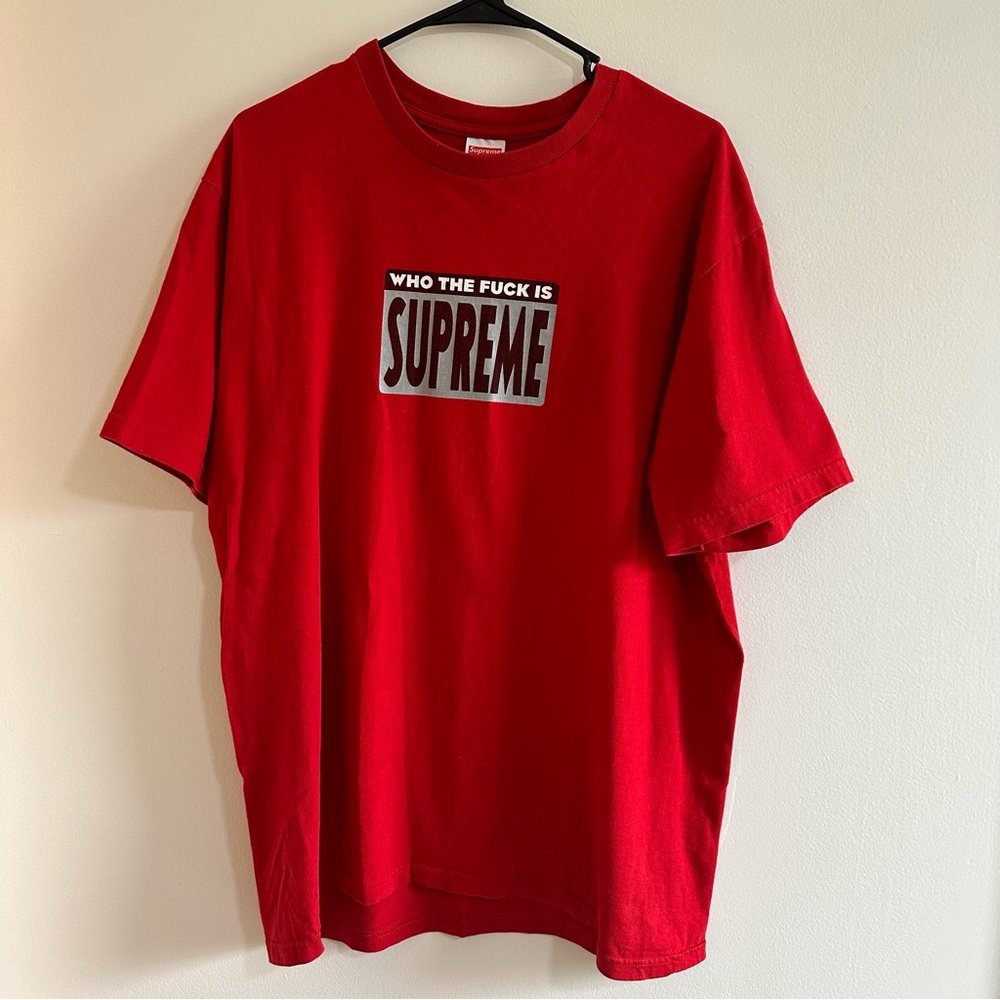 Supreme Red T-shirt “Who the Fuck is Supreme” Logo on Front